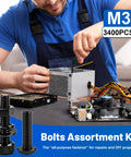 The Whole Shebang M3 Hex Socket Screw And Cap Head Bolt Assortment Kit With Matching Nuts And Washers 3400 Piece Metric Fastener Bundle, set in use with electronics.