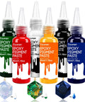 Teexpert epoxy pigment paste set, 6 colors (green, red, white, orange, black, blue), 50ml bottles for resin coloring