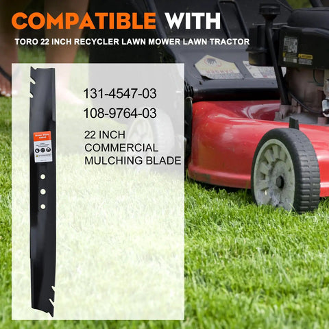 Mulching Blade Set For Toro 22 Inch Recycler Lawn Mower And Lawn Tractor Deck Mulcher Replacement 131-4547-03 108-9764-03