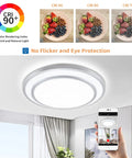 48W Dimmable LED Flush Mount Ceiling Light With Remote, 20 Inch, CRI 90+, no flicker, remote control example in modern living room