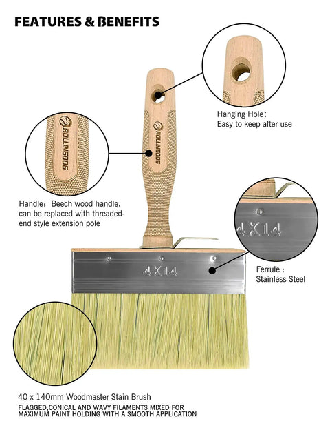 5.5 Inch Limewash Deck Brush With Wood Handle Large Paint Applicator For Walls Wood Fences And Floors Staining And Painting Ideal For Limewash And Deck Stains showing features