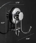 Powerful Vacuum Suction Cup Hooks Holder For Towel Robe And Loofah In Chrome Stainless Steel Rust Resistant Bathroom And Kitchen Organizer No Tools No Drilling Easy Install Boss Hold with dimensions shown on a dark background