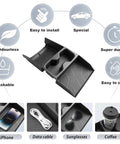 2025 2026 Hyundai Tucson Center Console Organizer Lower Tray With Cup Holder For Limited And Hybrid Models Durable Black ABS Plastic Keeps Small Items Within Reach And Neatly Stowed Accessory For Your 2025 2026 Tucson