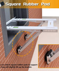 Drillless Window Air Conditioner Bracket For Easy Mounting showing square rubber pad on brick wall with support arm.