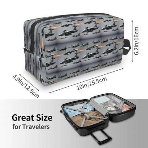 Fighter Jets Print Large Capacity Go To Travel Toiletry Bag Waterproof Cosmetic Organizer Pouch For Men And Women Ultra Spacious 10 Inch By 6 Inch By