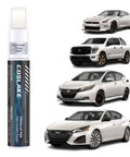 Nissan Pearl White TriCoat Touch Up Paint 2 In 1 Scratch Repair Kit next to Nissan models in Pearl White TriCoat finish