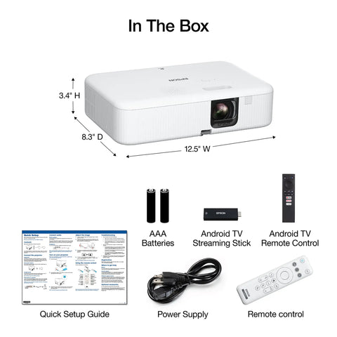 Full HD 1080p Portable Projector With Android TV 3000 Lumen 3LCD Brightness For Home Theater And Presentations Immersive Go Big