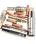 Premium 16-Piece TIG Welding Nozzle Kit for 15AK Torch With Pure Copper Tips And Holders Includes 0.8mm and 1.0mm consumables.