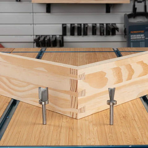 15 Inch Dovetail Jig System With Template, Straight Edge Router Bit, 7 Degree Dovetail Bit And Mounting Hardware For Through Joints shown