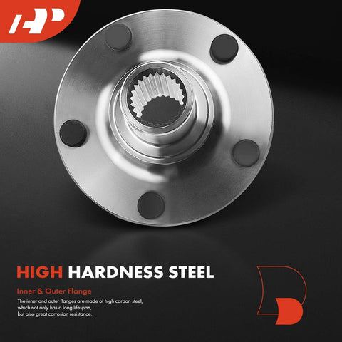 Close-up of durable steel hub for Two Front Wheel Bearing And Wheel Hub Kit with 5-Lug for Ford Transit Connect 2010-2013.
