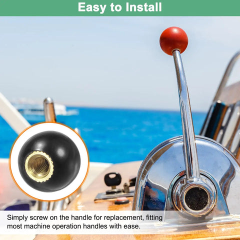 3 Pack Threaded Ball Knobs M4 Female Thread 12mm Diameter Thermoset Ball Knob With Brass Insert on a boat lever