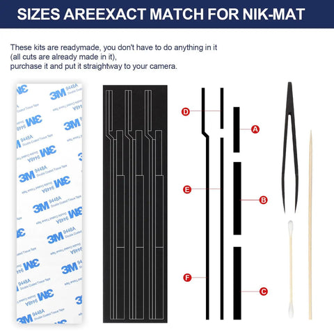 Kick Those Pesky Light Leaks Forever With This Top Shelf Premium Light Seal Foam Kit Locks Tight Fast Install Compatible With Nikkormat And Nikomat Fs Ft Ftn Ft2 Ft3 Camera Bodies Three Pack Replacement, showing foam strips and tools.