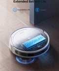 3-In-1 Robot Vacuum And Mop With Boss 5000Pa Suction LiDAR Navigation And Smart Mapping Ultra Slim Cleaner showcasing battery life.