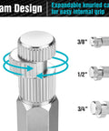Close-up of knurled cam design in Internal Pipe And Nipple Extractor Set Three Piece Kit with 3/8, 1/2, 3/4 inch sizes.