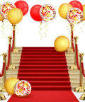 Red carpet event with 80 pcs red and yellow confetti balloons 12 inch party decor for weddings baby showers birthday parties and events.