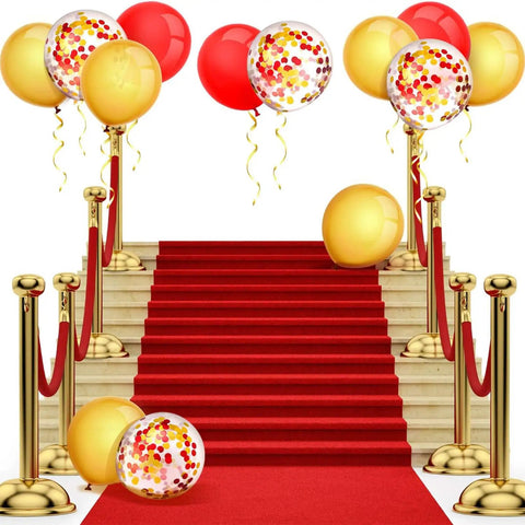 Red carpet event with 80 pcs red and yellow confetti balloons 12 inch party decor for weddings baby showers birthday parties and events.
