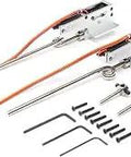 60-120 95-Degree Electric Rotating Retracts For RC Planes With EFLG520 Gear And Wheel System, showing components and tools.