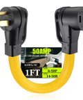 Beefy 50 Amp Welder To EV Charger Cord 1Ft NEMA 6-50P To 14-50R Adapter for Level 2 Charging shown on white background