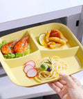 8 Pack Unbreakable Divided Dinner Plates With Three Compartments For Portion Control, 10 Inch Size, yellow plate in microwave