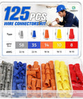 125 Pcs Wire Connectors Nuts Kit Durable Insulated Twist On Caps For Electrical Wiring Assorted Small Wire Caps Pro Grade