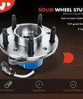 Front Wheel Bearing And Hub Assembly With ABS For 5 Lug Vehicles Compatible With Chevy Malibu 1997 To 2003 shown with bolts and connector