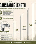 Beefy Heavy Duty Tent Poles for Tarp Adjustable 75 Inch Camping Poles 0.65 Inch Diameter Thick and Durable, length scale shown.