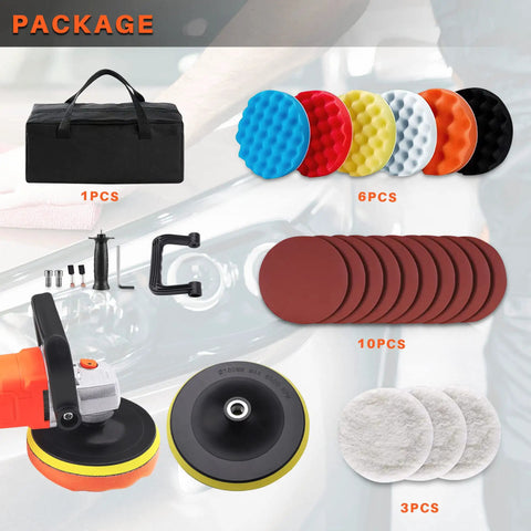 Beast Mode 7 Speed Rotary Polisher For Car Detailing With 6 And 7 Inch Backing Plates 1580W Lightweight buffer accessories kit