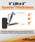 3 Inch Front 2 Inch Rear Leveling Lift Kit For Chevy Colorado GMC Canyon 2015-2022 showing spacer thickness impact on lift height.