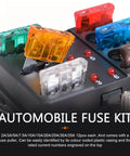Hella Reliable 120 Piece Mini Blade Automotive Fuse Assortment Kit With Bright Color Coding showing fuses in a storage case.