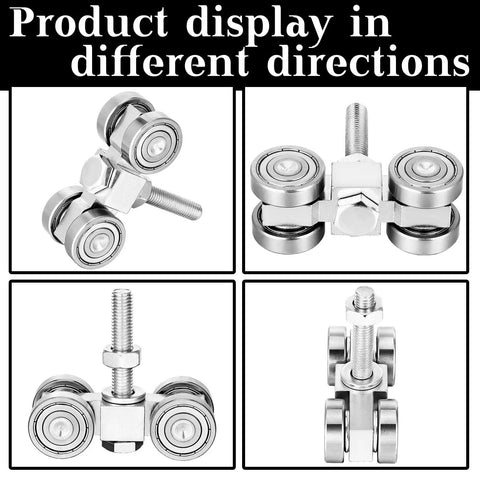 Heavy Duty Track Roller Wheels Trolley Assembly With Silent Welded Rollers And M10 Bolts for 1-5/8 Inch Wide Strut Channel 4 Pack