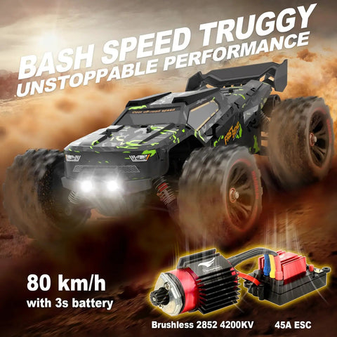 Brushless One Fourteenth Scale RC Truggy For Adults, Blazing 50 MPH Offroad 4x4 Waterproof Monster Truck Beating Snow And Sand