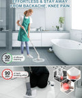 Person using Cordless Spin Scrub With 600 RPM Power, Adjustable Long Handle, 5 Replaceable Brush Heads on bathroom floor