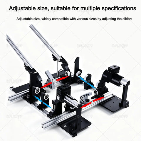 Adjustable Cardboard Box Folding Tool Manual Shipping Box Folder Jig Featuring Quick Slide Adjuster, showing adjustable components and sturdy frame.