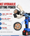 Cordless Hydraulic Cable Cutter With LED Display Heavy Duty Electric Wire Cutting Tool 18V 4.0Ah Battery Powered 150KN To 250KN Cutting Power For Copper Aluminum And Armored Cables Cuts Up To 85 To 120 Mm, cutting copper cable