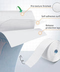 Self Adhesive Drywall Joint Tape 1.5 Inch By 32 Foot Textured Roll showing adhesive surface and protective layer