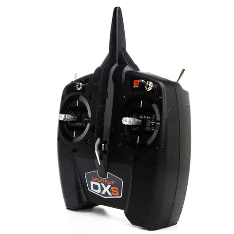 DXS Transmitter With AR410 Receiver Delivers Smart Technology Telemetry ergonomic design and dual control sticks visible