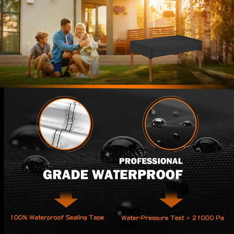 Heavy Duty Rectangular Outdoor Table Cover Waterproof UV Shield Windproof 60 Inch Long 38 Inch Wide Patio Table Protector For Outdoor Furniture Fits Tables Up To 60 Inches