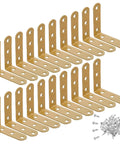 20 Piece L Bracket Set Stainless Steel Corner Braces 90 Degree Right Angles with 60 screws for wood furniture repair