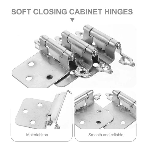 16 Piece Kitchen Cabinet Door Hinges Brushed Nickel Spring Loaded Self Closing Soft Close Dampers For Quiet Cabinet Hardware Replacement