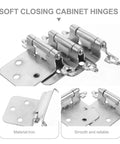 White Nickel Satin Self Closing Cabinet Hinges Set 16 Pieces With Soft Close Dampers for Kitchen Cabinets in iron material.