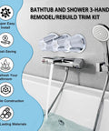 3 Handle Tub And Shower Trim Kit For Price Pfister Verve Faucets Upgrade Your Bath With Stems 12H-2H 12H-2C 12H-18D Chrome