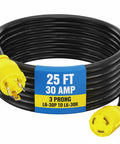 Heavy Duty 30 Amp L6 30 Generator Cable 25 Foot Extension Cord With 3 Prong 250V NEMA Twist Lock RV Ready UL ETL Listed 10 Gauge