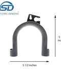 Clothes Washer U-Shape Drain Hose Guide Replacement No Hardware Included Directs Drain Hose Into Plumbing Drain Behind Washer Wall Mountable Fits 5-1/2 X 5-3/4 X 1-1/4 Inches Inner Diameter 0.9 Inches Model WH41X10133 gray wall-mount drain hose guide