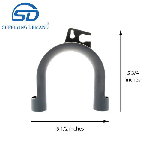 Clothes Washer U-Shape Drain Hose Guide Replacement No Hardware Included Directs Drain Hose Into Plumbing Drain Behind Washer Wall Mountable Fits 5-1/2 X 5-3/4 X 1-1/4 Inches Inner Diameter 0.9 Inches Model WH41X10133 gray wall-mount drain hose guide