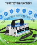 Beefy 48V LiFePO4 Battery Charger 1250W 58.4V 18A with display of 7 protection functions, IP67 waterproof seal.