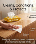 XL Wood Furniture Cleaner Wipes 8X10 Inch 70 Count Cut Through Dust Multi Surface Cleaning Cloths For Kitchen Cabinets Desks And Tables Top Shelf Shine Daily on wooden furniture.