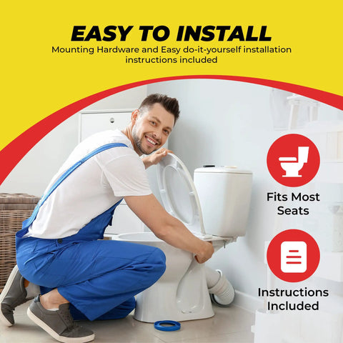 Man installing white plastic toilet seat hinge replacement with bolts and nuts durable construction easy install for standard toilets