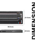 Dimensions of Gig Ready 16 Channel USB Audio Mixer With 48V Phantom Power, 99 DSP Effects, XLR Inputs, 2 Stereo Channels