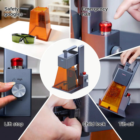 20W Diode Laser Engraver With Galvanometer And Field Lens Technology, safety features, portable desktop DIY laser cutter