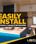 Heavy Duty L Track Double Stud Fittings 4 Pack 3/8 Inch Threaded Steel Bolts on a workbench with tools for truck security.